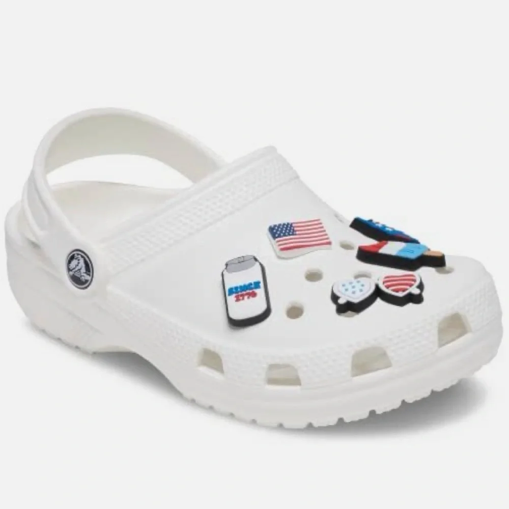 NWT Crocs Jibbitz Kids Patriotic 5 Piece Se 4th of July USA Red White & ‎ Blue